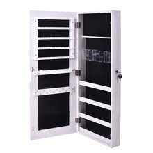 New Wall/Door Mounted Full Mirrored Jewelry Holder Organizer Cabinet Armoire US - 1 - Xem 5
