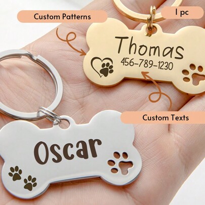 1 Chapa de identificação personalizada, Chapa de identificação para animal de estimação, Chapa de identificação de osso de aço inoxidável, Gravada a laser, Chapa de coleira personalizada para cachorro, Presente para animal de estimação, Chapa de identificação para cachorro, Chapa de identificação de osso personalizada, Chapa de identificação gravada, Chapa de identificação personalizada, Presente para filhote, Presente de Natal para animal de estimação, Presente de Natal, Vibrações de férias