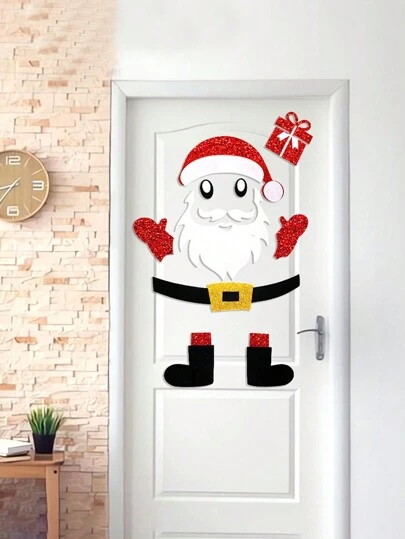 1 套圣诞装饰门贴，麋鹿，圣诞树，雪人卡通窗贴，圣诞节家居装饰用品，万圣节，万圣节装饰