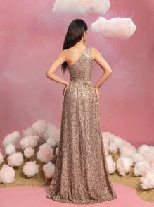Teen Girls' One-Shoulder High-Slit A-Line Graduation Dress – Formal Dress For Black-Tie Galas, Wedding Receptions, Debutante Balls, Award Ceremonies & Theater Premieres