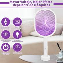 3000V Electric Fly Swatter Racket With 1200mAh Rechargeable Battery With 3-Layer Mesh For Indoor And Outdoor - White - View 3