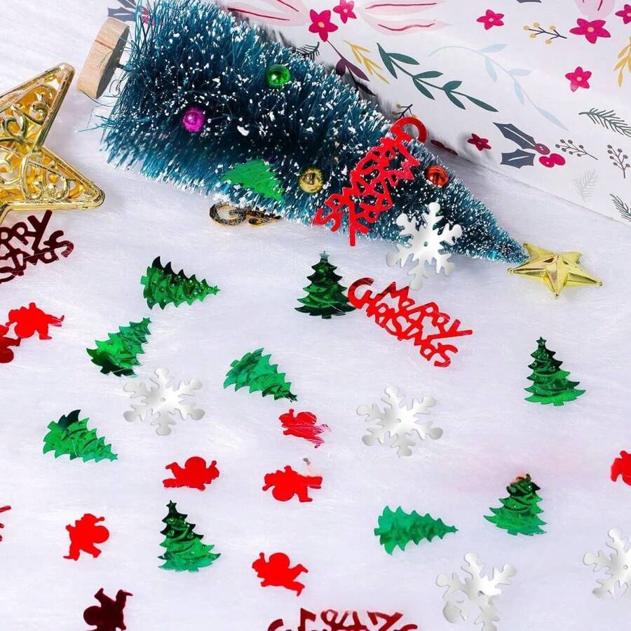 1pc 15g Ông già Noel & Bông tuyết Confetti, PVC Lấp lánh Trang trí Rắc cho Bàn tiệc Giáng sinh - Nhiều màu - Xem 1