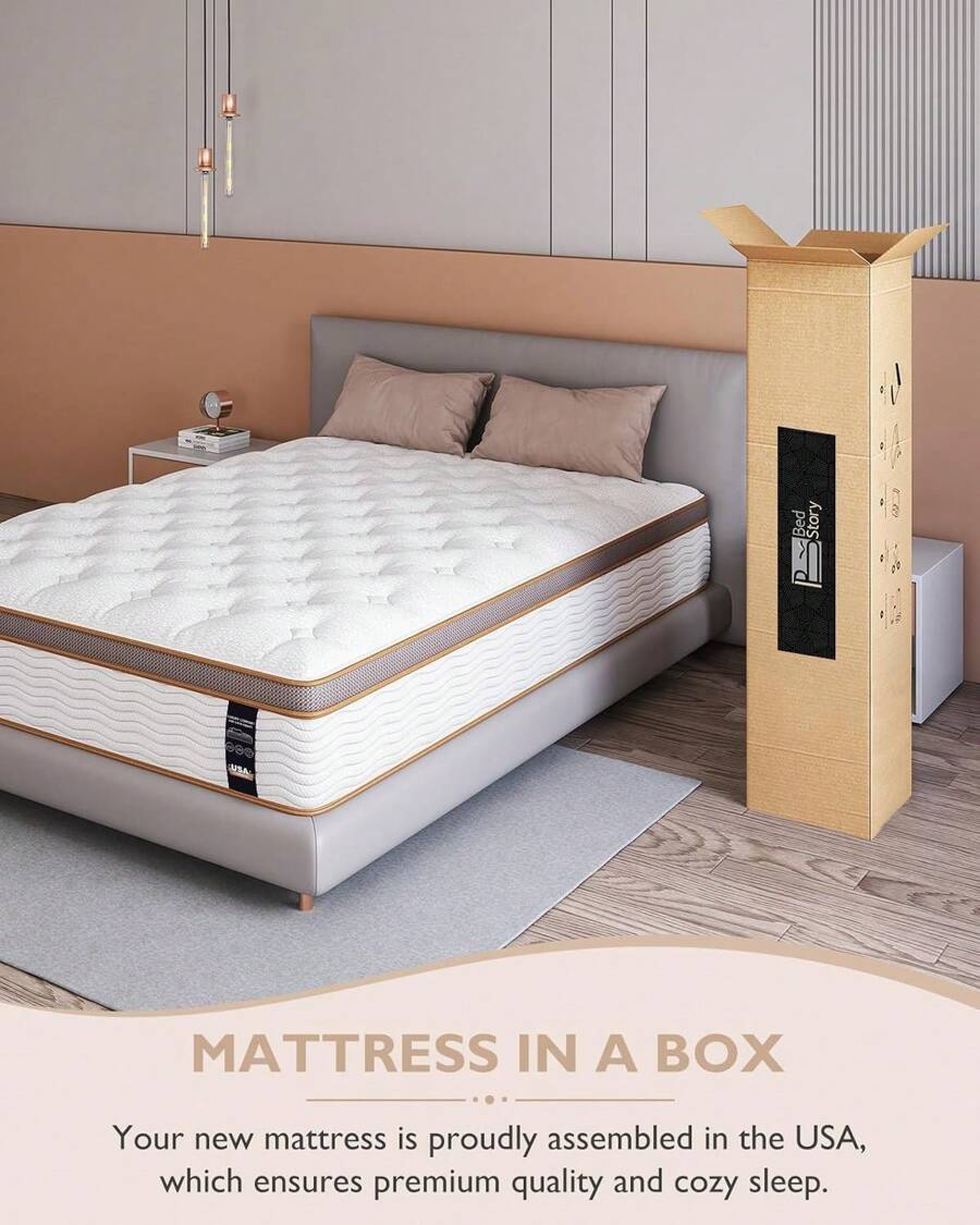 BedStory Queen King Mattress 12 Inch Hybrid Mattress Medium Firm
