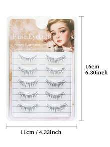aHoneya 5 Pairs Korean & Japanese Style False Eyelashes - Natural Look, Soft & Reusable With Clear Band, Waterproof, Mixed Lengths 11-14mm - Natural Lashes - View 6