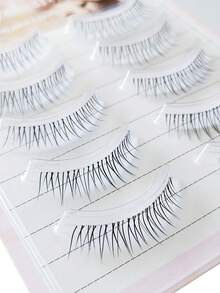 aHoneya 5 Pairs Korean & Japanese Style False Eyelashes - Natural Look, Soft & Reusable With Clear Band, Waterproof, Mixed Lengths 11-14mm - Natural Lashes - View 5