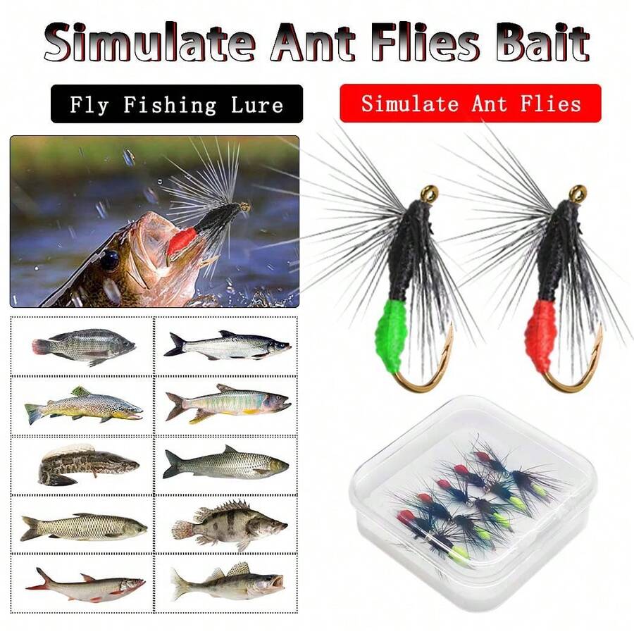5/10 件/盒 飞钓湿蚂蚁人造苍蝇诱饵，适用于淡水或咸水中的鳟鱼/鲈鱼/鲶鱼/鲤鱼等