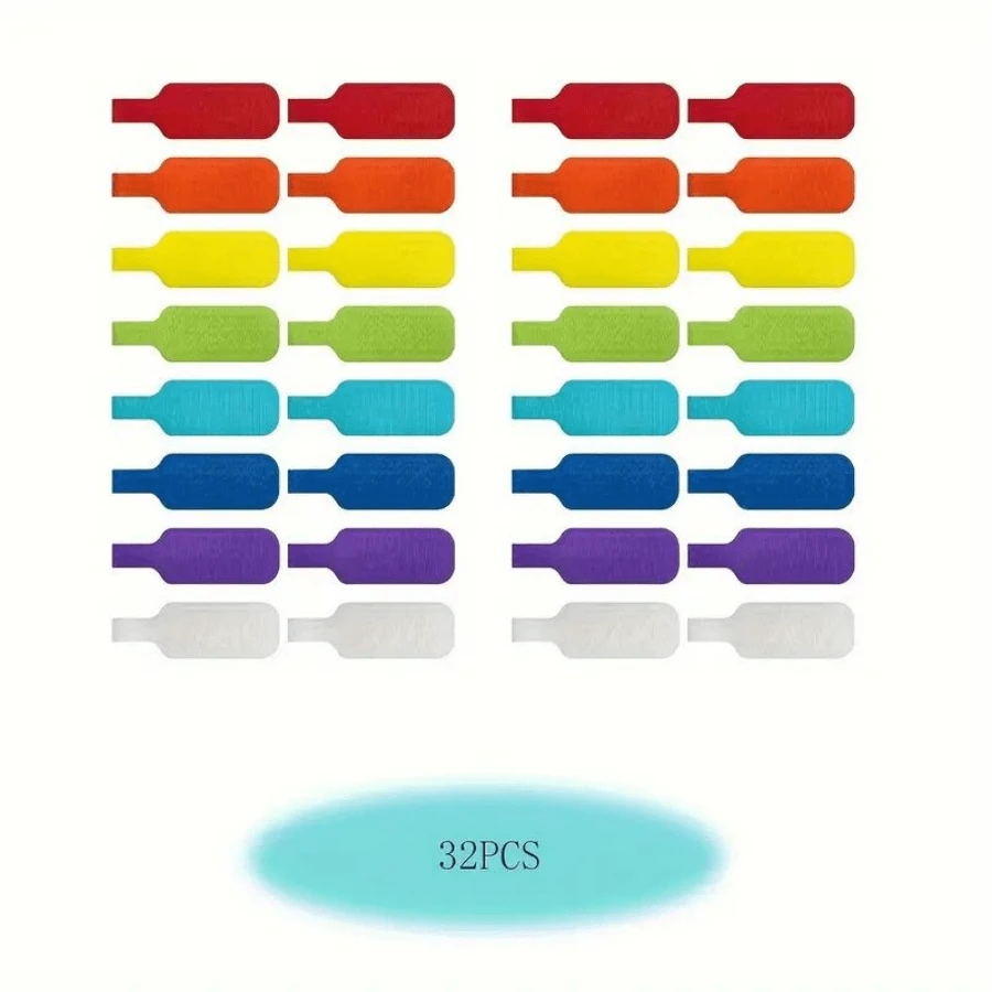 1 Bộ 32 Dây Buộc Cáp Nhiều Màu Có Thể Tái Sử Dụng Dùng Để Quản Lý Và Nhận Dạng Dây Cáp, Có Thẻ Nhãn Phù Hợp Cho Thiết Bị Điện Tử Và Máy Tính, Không Dùng Pin