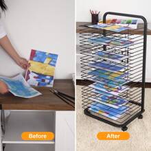 Art Drying Rack, 16/25 Removable Shelves Mobile Paint Drying Rack With Lockable Castors, Canvas Rack Art Storage Ideal For Schools And Art Studios Blue - Blue(25Shelves) - View 7