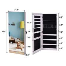 New Wall/Door Mounted Full Mirrored Jewelry Holder Organizer Cabinet Armoire US - 1 - Xem 3