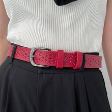 女士穿孔扣皮带，时尚休闲装饰腰带，适合牛仔裤 - 多色 - 查看 5