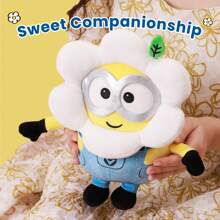 Miniso 9英寸Minion向日葵毛絨動物玩具，可愛的睡眠牀上用品毛絨動物Kawaii毛絨玩具枕頭幼兒玩具 - 黃色 - 查看 3