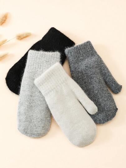 1 Pair Women's Mittens Knit Gloves, Thermal Lined, Warm For Winter, Cycling/Riding