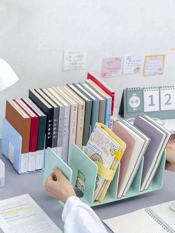 1pc Desk Acrylic Book Stand, Book Organizer Divider Shelf Back To School