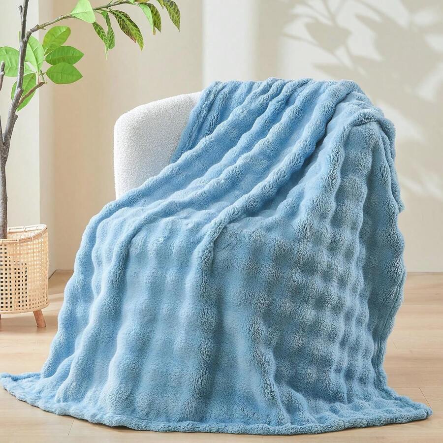 H&D, Coperta in finta pelliccia, soffice coperta per divano e