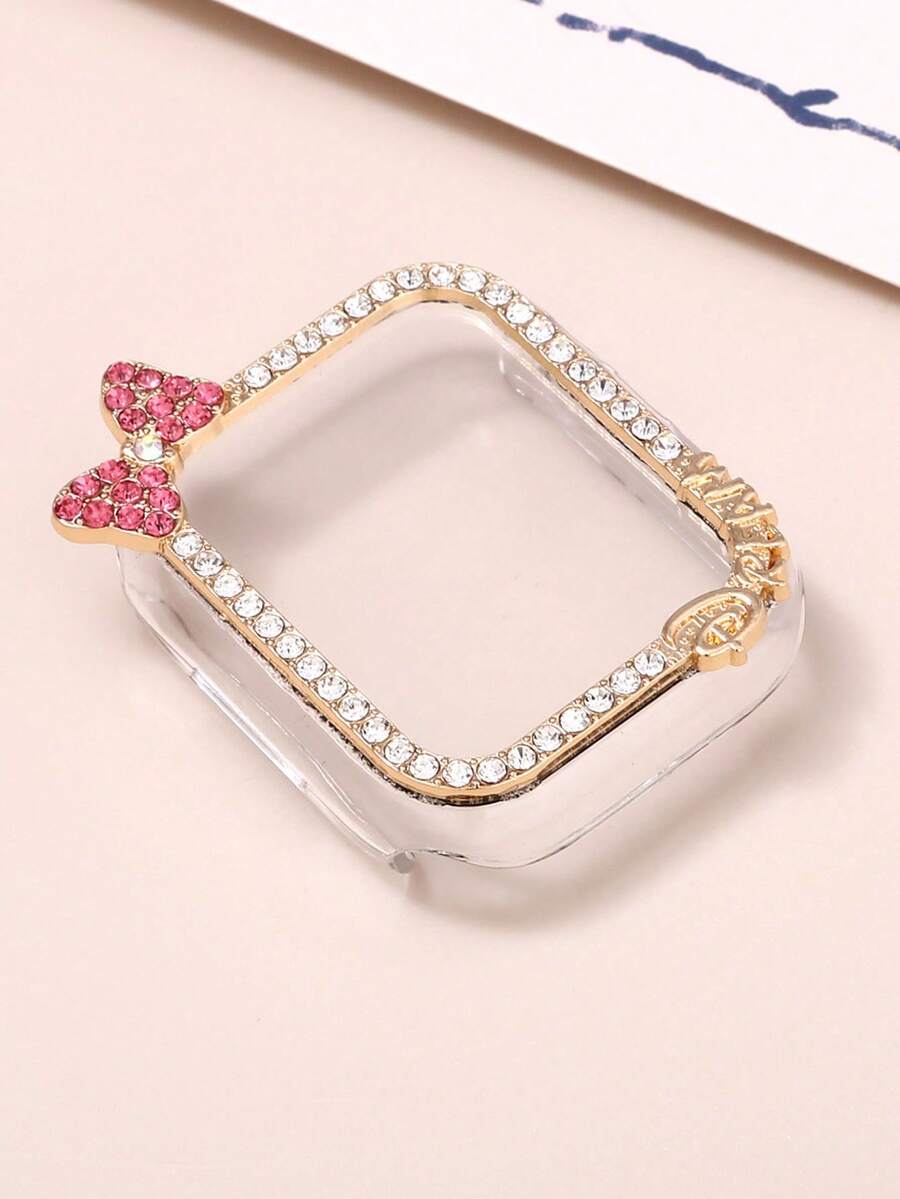 1pc Apple Watch Case With Shiny Bow Pendant, HD Screen Protector Case