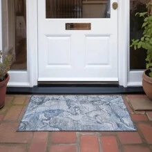 HomeRoots 2' X 3' Blue And Gray Abstract Washable Non Skid Indoor Outdoor Area Rug