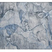 HomeRoots 2' X 3' Blue And Gray Abstract Washable Non Skid Indoor Outdoor Area Rug