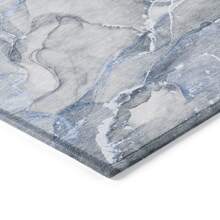 HomeRoots 2' X 3' Blue And Gray Abstract Washable Non Skid Indoor Outdoor Area Rug