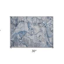 HomeRoots 2' X 3' Blue And Gray Abstract Washable Non Skid Indoor Outdoor Area Rug