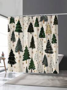 1 件动物圣诞树、松树和雪花数码印刷防霉防水圣诞装饰浴帘，配有 12 个塑料挂钩和金属孔眼，坚固的浴室配件家居浴室装饰秋季装饰浴室配件返校 - 彩色 - 查看 5