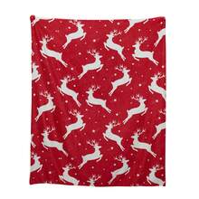 1 件圣诞麋鹿柔软保暖毯，沙发办公室床露营旅行午睡毯，四季通用多功能礼品毯 - 紅色 - 查看 3