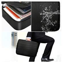 Dokumententasche, 36.14 ∗ 27.4 ∗ 10,4 cm, mit Sicherheitsschloss, Aktentasche, Feuerfeste, Wasserdichte, 7 Fächer, großer Stauraum, zum Aufbewahren und Organisieren wichtiger Dokumente