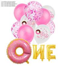 12 件 One Twe Ohbaby Donut 一周大铝箔乳胶亮片气球套装 适用于儿童生日派对全套生日庆祝活动 - 彩色 - 查看 6