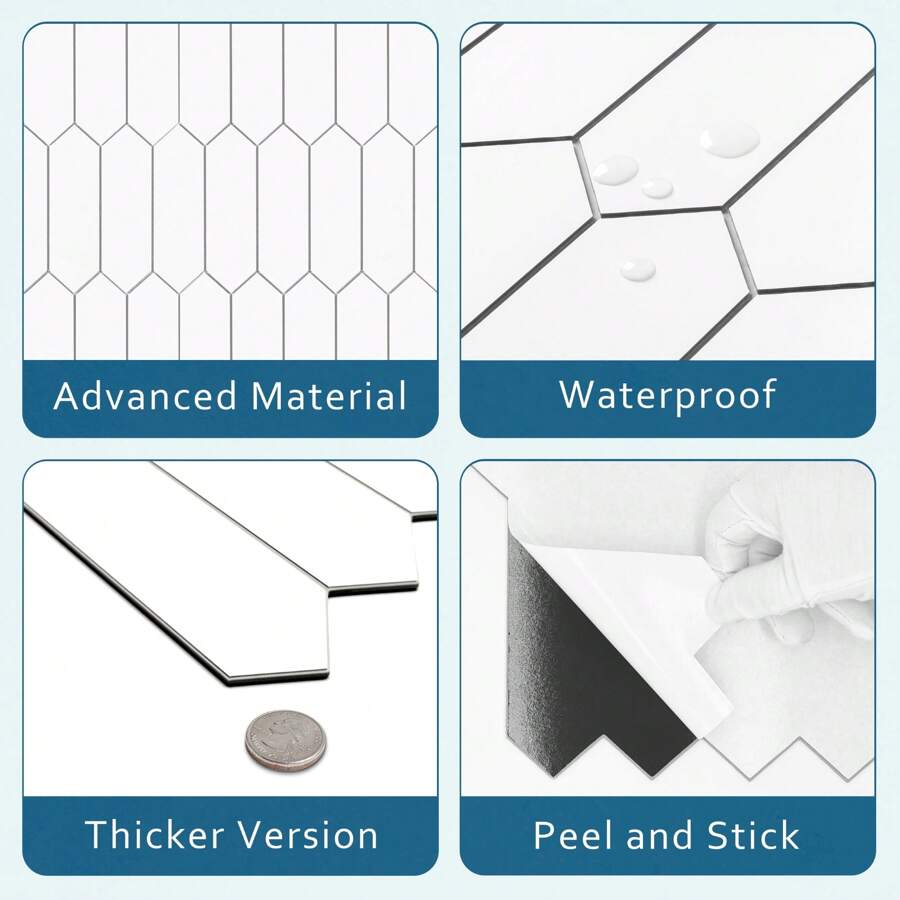 10Sheet Peel And Stick Backsplash For Kitchen Bathroom Shower 12 Inch