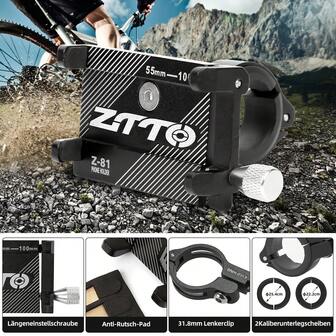 Handyhalterung Fahrrad, Aluminium Motorrad Handyhalterung, Fahrräder Motorräder Roller E-Bike Universal-Handyhalter, Drehbarer Handy Halterung für 3,5-6,2 Zoll Smartphones, Navi