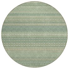 8' Round Artichoke Green Round Striped Washable Non Skid Indoor Outdoor Area Rug - Artichoke Green - View 2