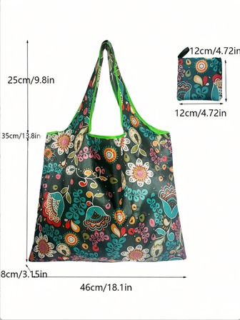 Modetryckt shoppingväska med stor kapacitet Bärbar, modetryckt väska Stor vikbar väska i polyester, axelväska, shoppingväska med stor kapacitet, hopfällbar återanvändbar väska