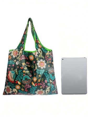 Modetryckt shoppingväska med stor kapacitet Bärbar, modetryckt väska Stor vikbar väska i polyester, axelväska, shoppingväska med stor kapacitet, hopfällbar återanvändbar väska