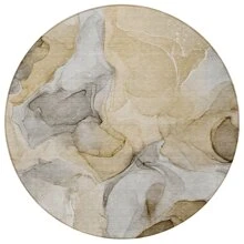 HomeRoots 8' Round Brown Round Abstract Washable Non Skid Indoor Outdoor Area Rug