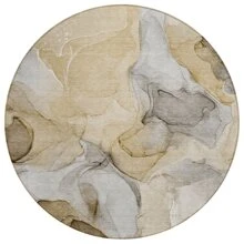 HomeRoots 8' Round Brown Round Abstract Washable Non Skid Indoor Outdoor Area Rug