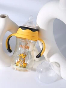 1pc Baby Cute Mouse & Giraffe PPSU Material Bottle With Handle, Suitable For Babies 3 Months+