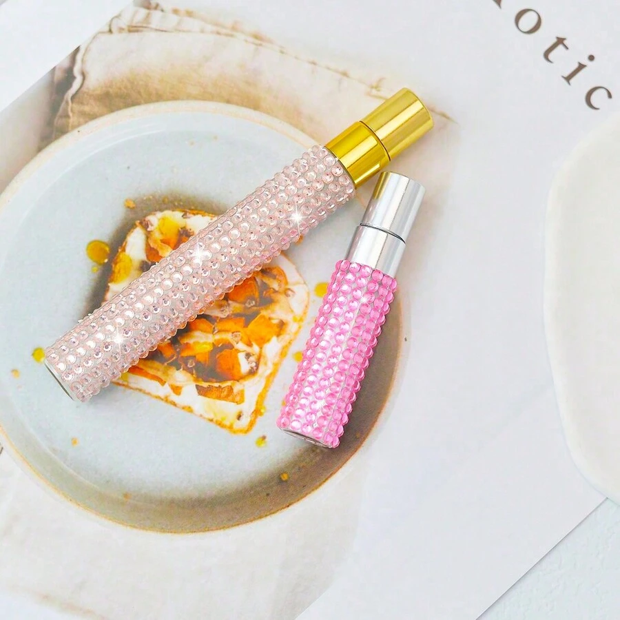 1pc 5ml/10ml Crystal Diamond Perfume Bottle, Cosmetic Liquid Container, Portable Travel Size Refill Spray Bottle