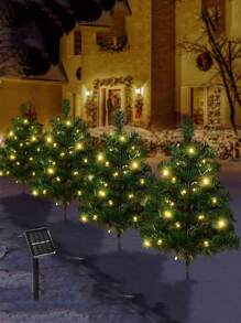 太阳能一到三圣诞树花园灯，IP65 防水太阳能圣诞树灯，用于圣诞装饰户外装饰花园庭院后院草坪公园氛围灯，圣诞感恩节多色闪烁氛围装饰灯。，圣诞装饰户外圣诞灯卧室装饰家居装饰派对装饰节日圣诞礼物感恩节圣诞树装饰饰品