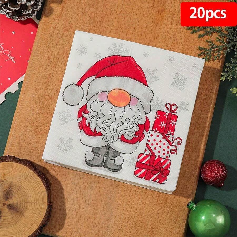 Christmas Party Decorative Square Paper Napkins, Single Use Paper