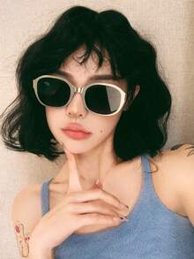 1 件女士时尚金属边圆形大框个性复古朋克风欧美流行ins街头风性感装饰度假时尚眼镜 - 彩色 - 查看 8