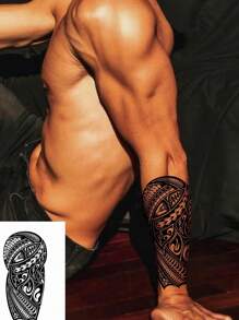 6张男士临时纹身图腾纹身贴纸半臂胸肩假纹身逼真防水逼真纹身持久