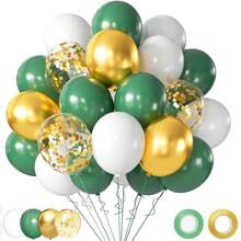 32 个/套 10 英寸/12 英寸复古橄榄绿、金属金色、白色和金色闪光乳胶气球，适用于订婚场景装饰、生日派对、圣诞节、周年纪念、毕业派对、订婚、情人节、冒险派对和各种室内/室外场景 - 彩色 - 查看 8