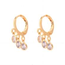Small Hoop Earring With 3 Zirconia 18k Gold Plated - 金色 - 查看 3