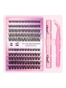 30/40/50/60/80/100D 8-16 mm D Curl Kit de extensión de pestañas con unión de pestañas y pegamento de sellado, grupos de pestañas, herramientas de maquillaje, kit de extensión de pestañas DIY para pegar pestañas,pestañas pestans extensiones de pestañas