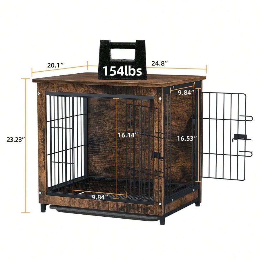 Super Large Retro Wooden Dog Crate Thick Wire Pet Cage Kennel Double