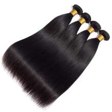 4 Bundles Human Hair Straight Unprocessed Virgin Brazilian Remy Hair Bundles Straight Weave Human Hair Raw Hair Bundles Natural Color For Women - Black - View 4