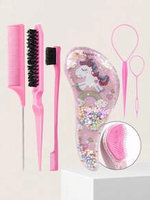 6 件套辫子造型刷套装，带卡通印花梳子、边缘刷、鼠尾梳、辫子工具、美容刷，适合送给女孩的圣诞礼物、化妆、发型设计、发刷、梳子、美发工具、理发沙龙美容旅行必需品的美发产品和配件、返校、旅行度假必需品、女士发饰、刷子、发刷、边缘刷、刷头发、发梳、梳头发、顺发刷、球刷、迷你发刷、发刷套装、木梳、梳子、光滑后刷、发刷、边缘刷、刷头发、发梳、发刷套装、梳头发、迷你发刷、顺发刷、美发产品、美发工具、美发用品、护发、卷发刷、理发师、理发配件、美发设备、旅行必需品、旅行必需品、发型、美发