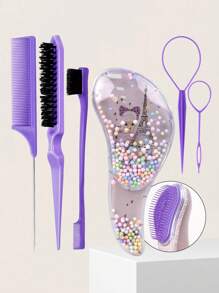 6 件套辫子造型刷套装，带卡通印花梳子、边缘刷、鼠尾梳、辫子工具、美容刷，适合送给女孩的圣诞礼物、化妆、发型设计、发刷、梳子、美发工具、理发沙龙美容旅行必需品的美发产品和配件、返校、旅行度假必需品、女士发饰、刷子、发刷、边缘刷、刷头发、发梳、梳头发、顺发刷、球刷、迷你发刷、发刷套装、木梳、梳子、光滑后刷、发刷、边缘刷、刷头发、发梳、发刷套装、梳头发、迷你发刷、顺发刷、美发产品、美发工具、美发用品、护发、卷发刷、理发师、理发配件、美发设备、旅行必需品、旅行必需品、发型、美发