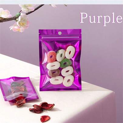 100pcs Resealable Gift Bag For Jewelry Storage,Mini Ziplock Colorful Aluminum Foil Bags Polymer Film Sample Bags, Perfect For Party Food Candy Storage Back To School Valentine's Day