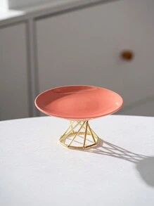 1pc Metal & Ceramic Combination Pedestal Fruit Bowl/Tray, Multi-Color, Minimalist Modern Style, Home Dessert Plate, Suitable For Halloween, Christmas, Wedding, Party, Afternoon Tea - Multicolor - View 16