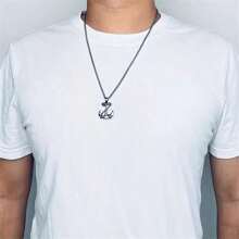 1pc Stainless Steel Vintage Anchor Pendant Necklace, Suitable For Everyday Wear
